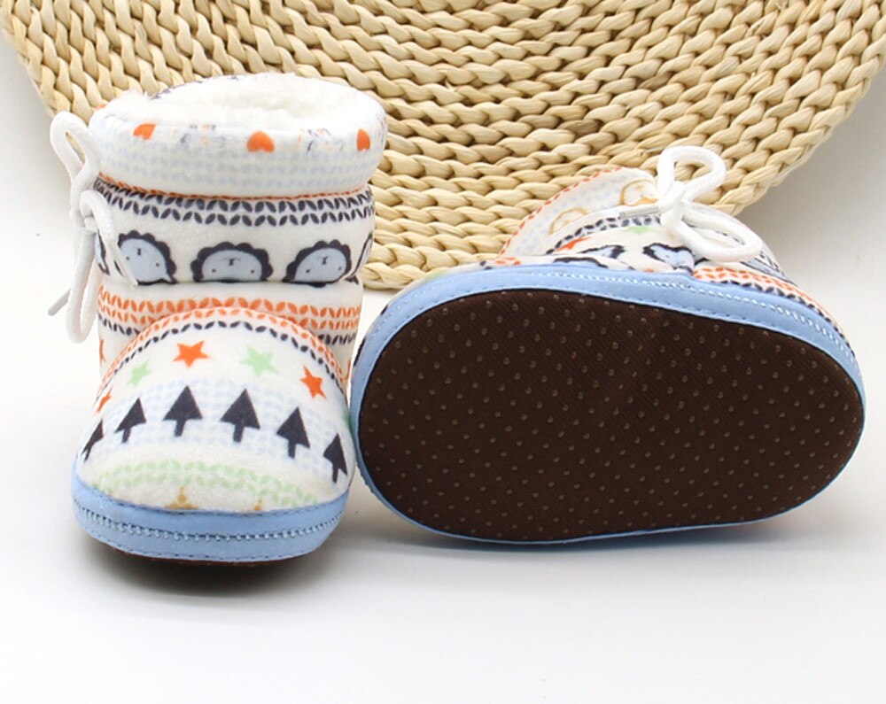 Baby Boots Prewalker Toddler Infant Newborn Baby Boho Printed Boots Soft Sole Boots First Walker Warm Shoes