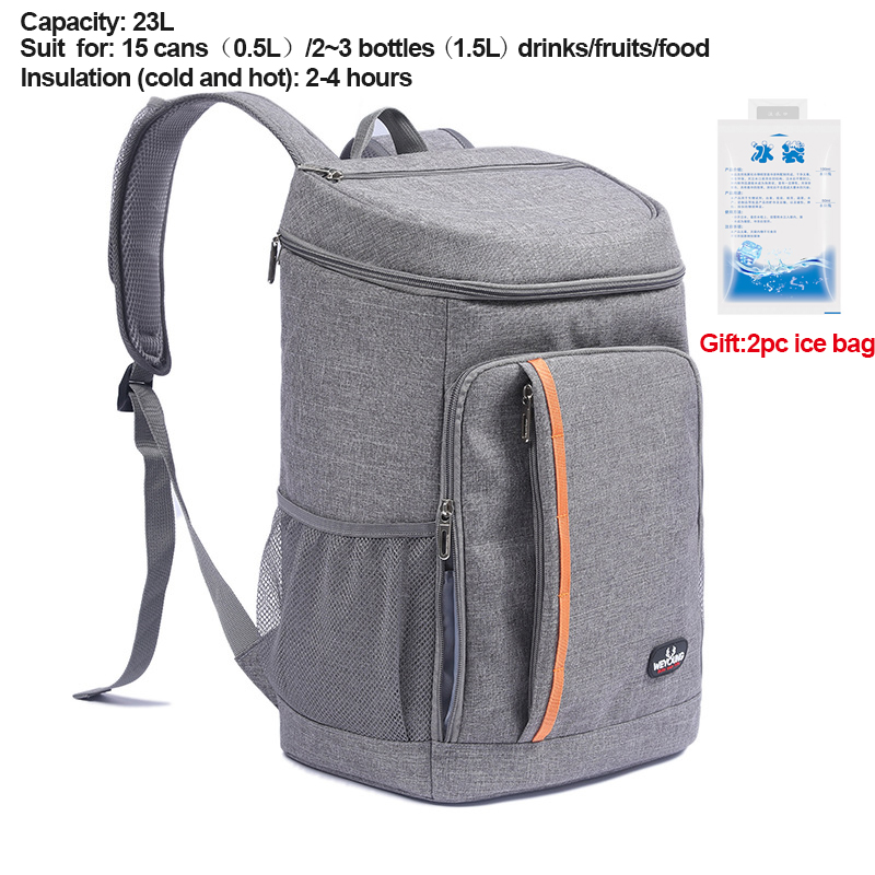 Thermal Backpack Waterproof Thickened Cooler Bag Box Large Insulated Bag Picnic Cooler Backpack Refrigerator Bag 8L/23L/28L: 224 light grey