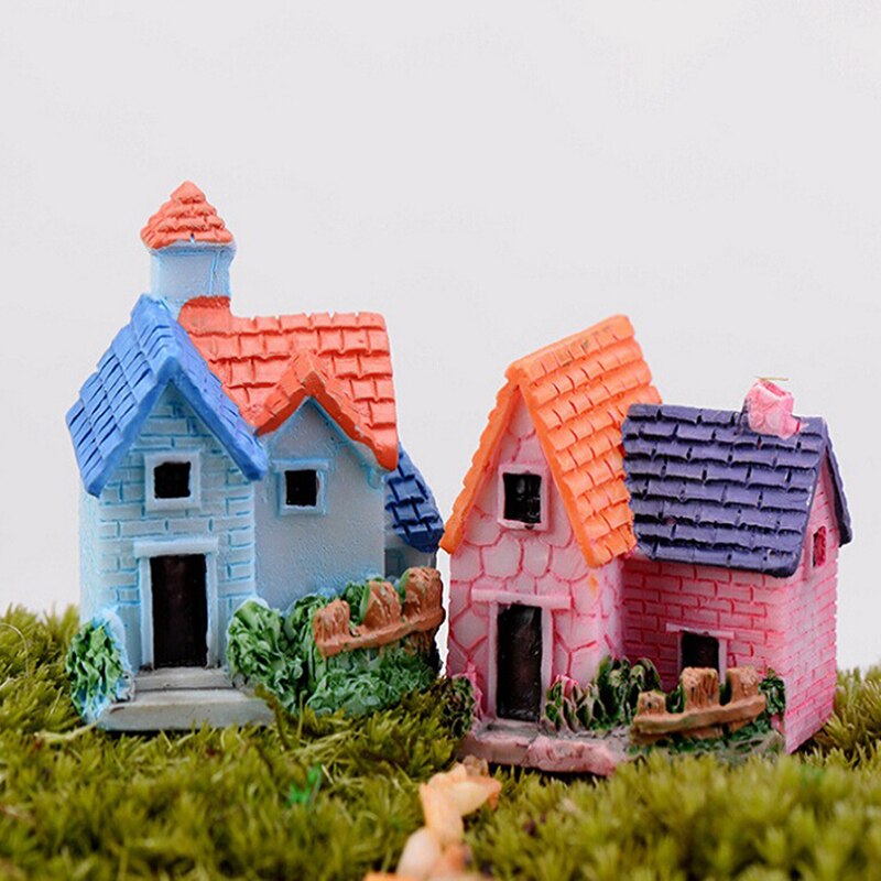 Mini House villa Woodland Fairy Figurines Castle DIY Fairy Garden Miniatures Castles Terrarium Figurines 1PCS