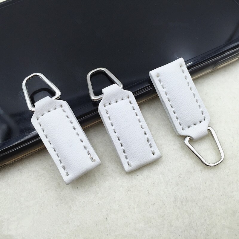 2 Stuks Pu Leer Rits Pull Tab Voor Tassen Garment Rugzak Accessoires Diy Rits Puller End Afneembare Clip Zip Hoofd slider