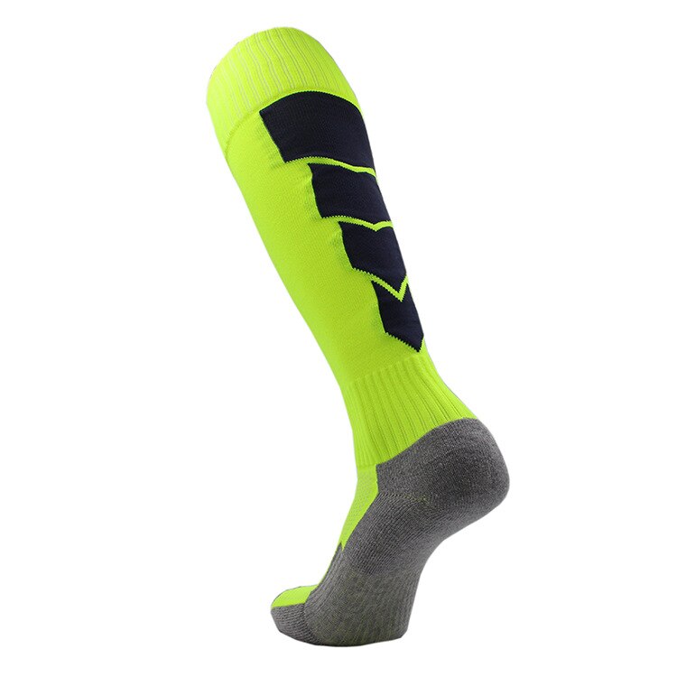 Men Compression Long Soccer Socks Cushion Non-slip Breathable Thicker Football Stocking Training Sports Cycling Socks: Fluorescent / EU 35-39