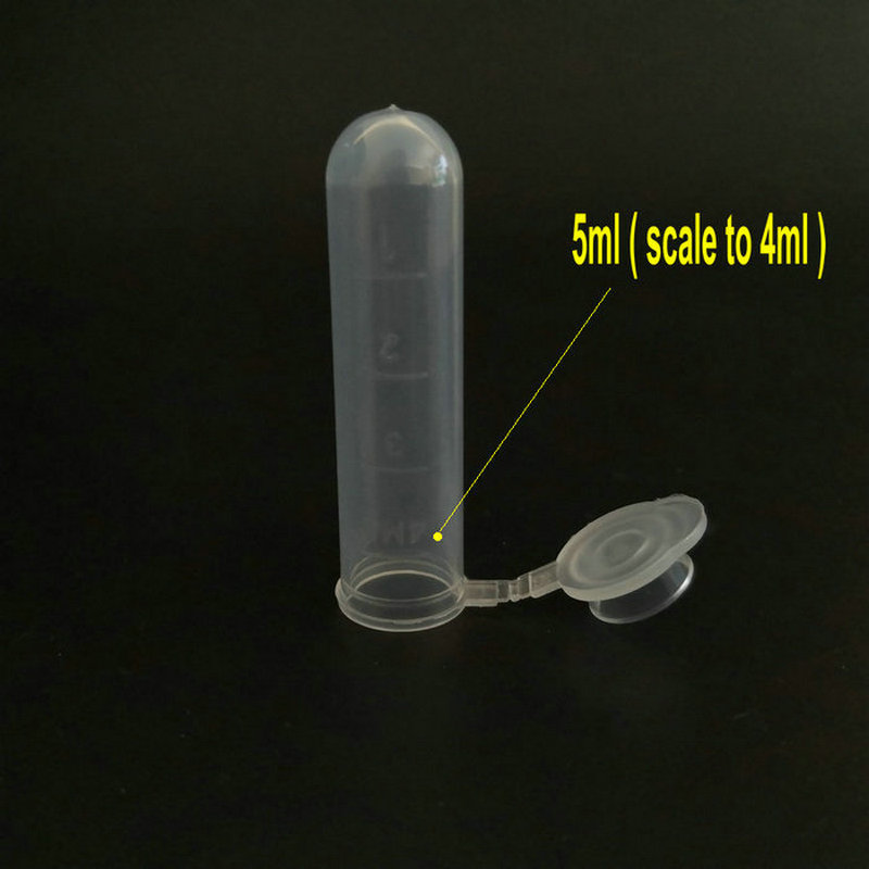 50PCS/Pack 5ml 12*53mm Polypropylene(PP) Plastic Centrifuge Tube EP Attached Cap Round Bottom
