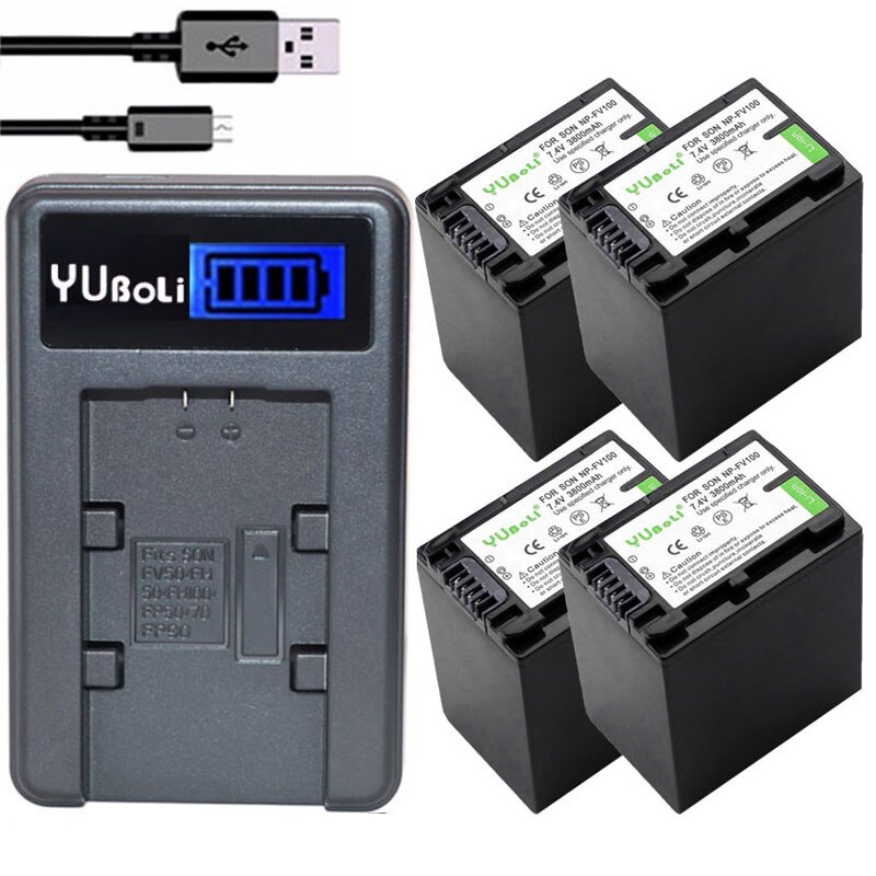 5PCS/LOT bateria NPFV100 NP-FV100 NP FV100 Battery Batteries for Sony NP-FV30 NP-FV50 NP-FV70 SX83E SX63E: charger and 4battery