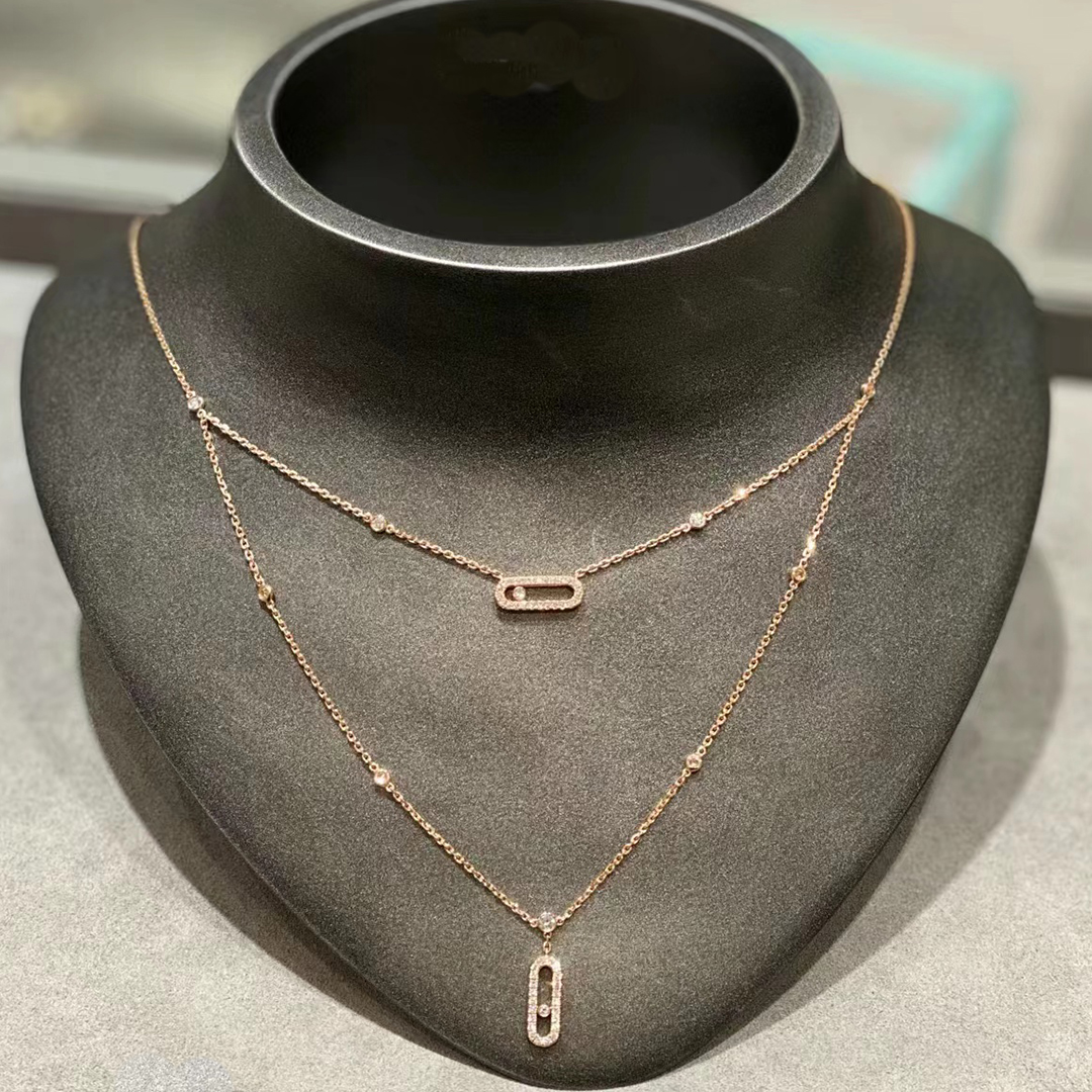 Collar clásico de doble capa Move Uno. S925 circonita brillante de plata, de boda de joyería de compromiso para mujer