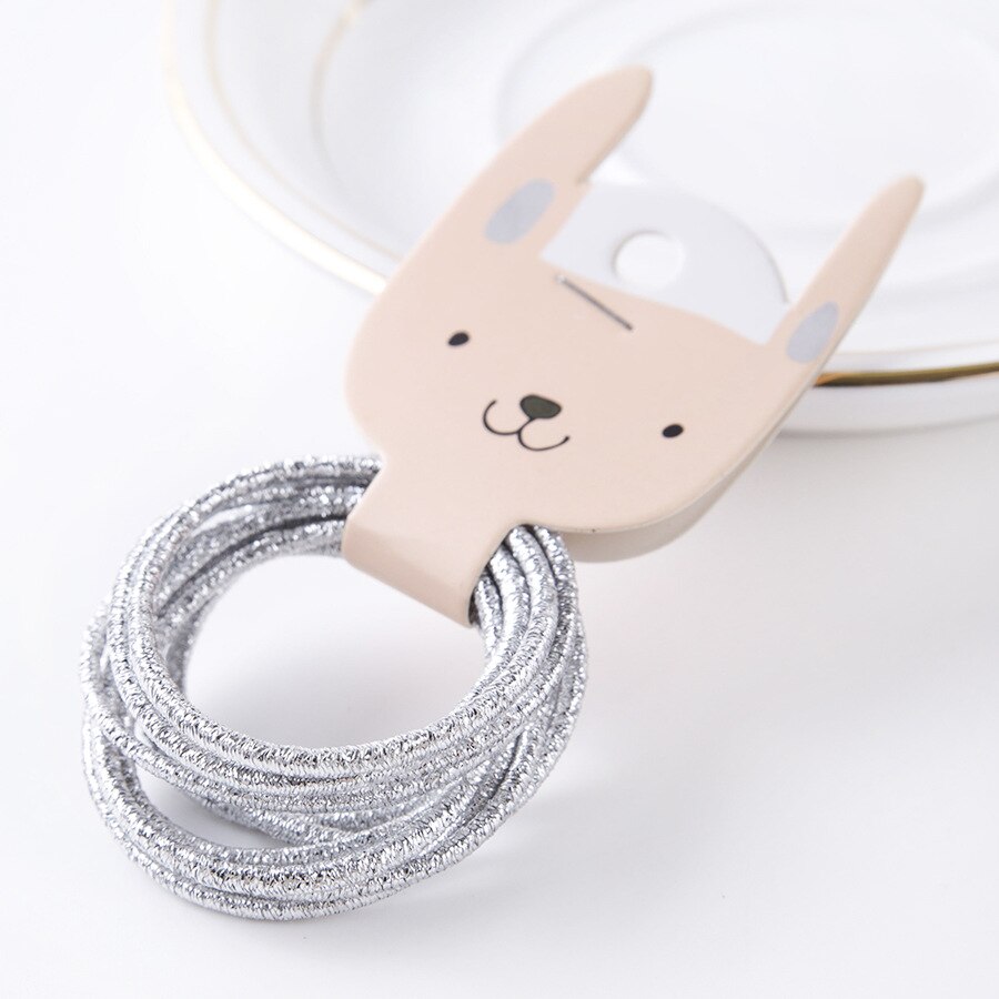 Bandes de caoutchouc en fil d'or pour filles | 10 pièces, couleurs bonbons, Nylon, bande élastique pour enfants, accessoires de cheveux, pour enfants, longue: Argent