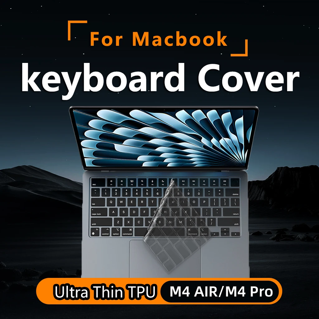 Premium Keyboard Cover Skin Ultra Thin dla MacBook Air 15" M3 M2 A3114 A2941, Air 13.6" A3113 A2681, Pro 14" 16" A2918 A2779