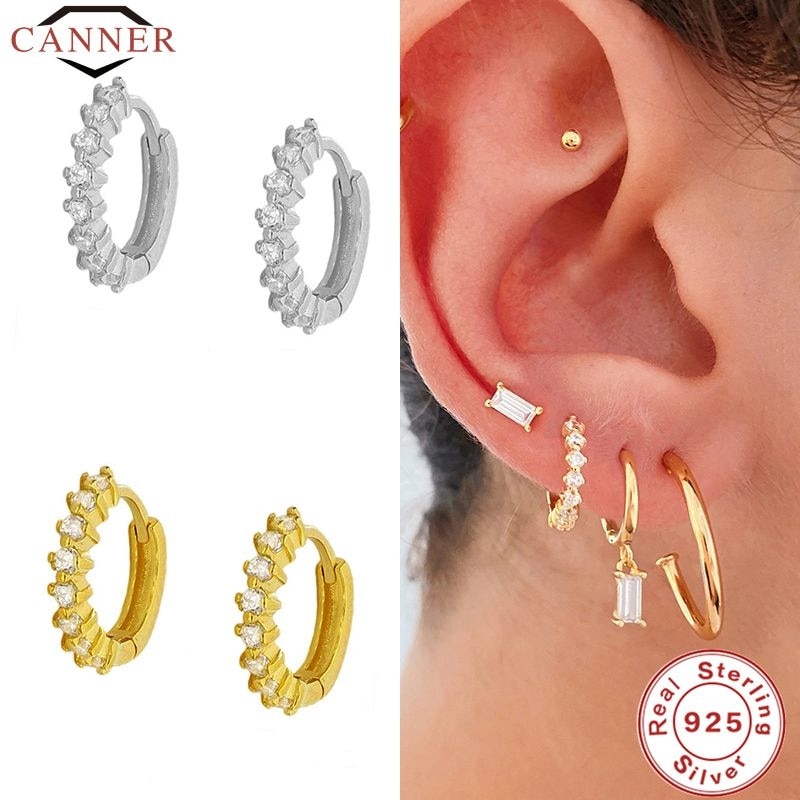 Dåse europæiske og amerikanske luksus små ringøreringe 925 sterling sølv runde øreringe til kvinder piger øreringe smykker