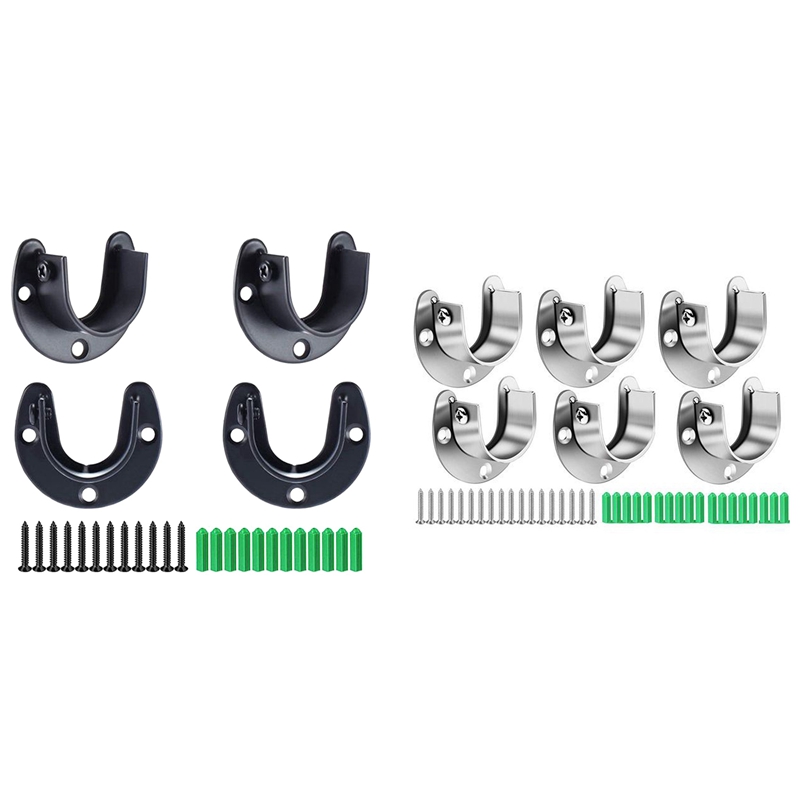 Closet Rod Brackets Closet Shower Rod Bracket Closet Rod Holders Closet Pole Sockets Closet Rod Supports (8 PCS)