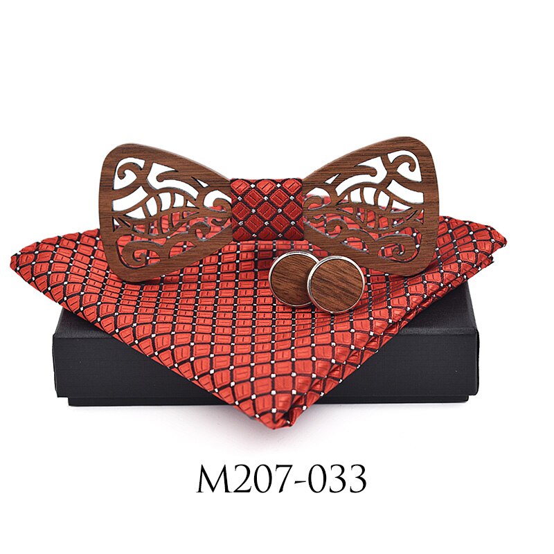 Nueva decoración de madera, corbata, gemelos, conjunto de vestido de , caballero, pajarita de madera, conjunto de , Corbatas Para Hombre, mariposa: M207-033