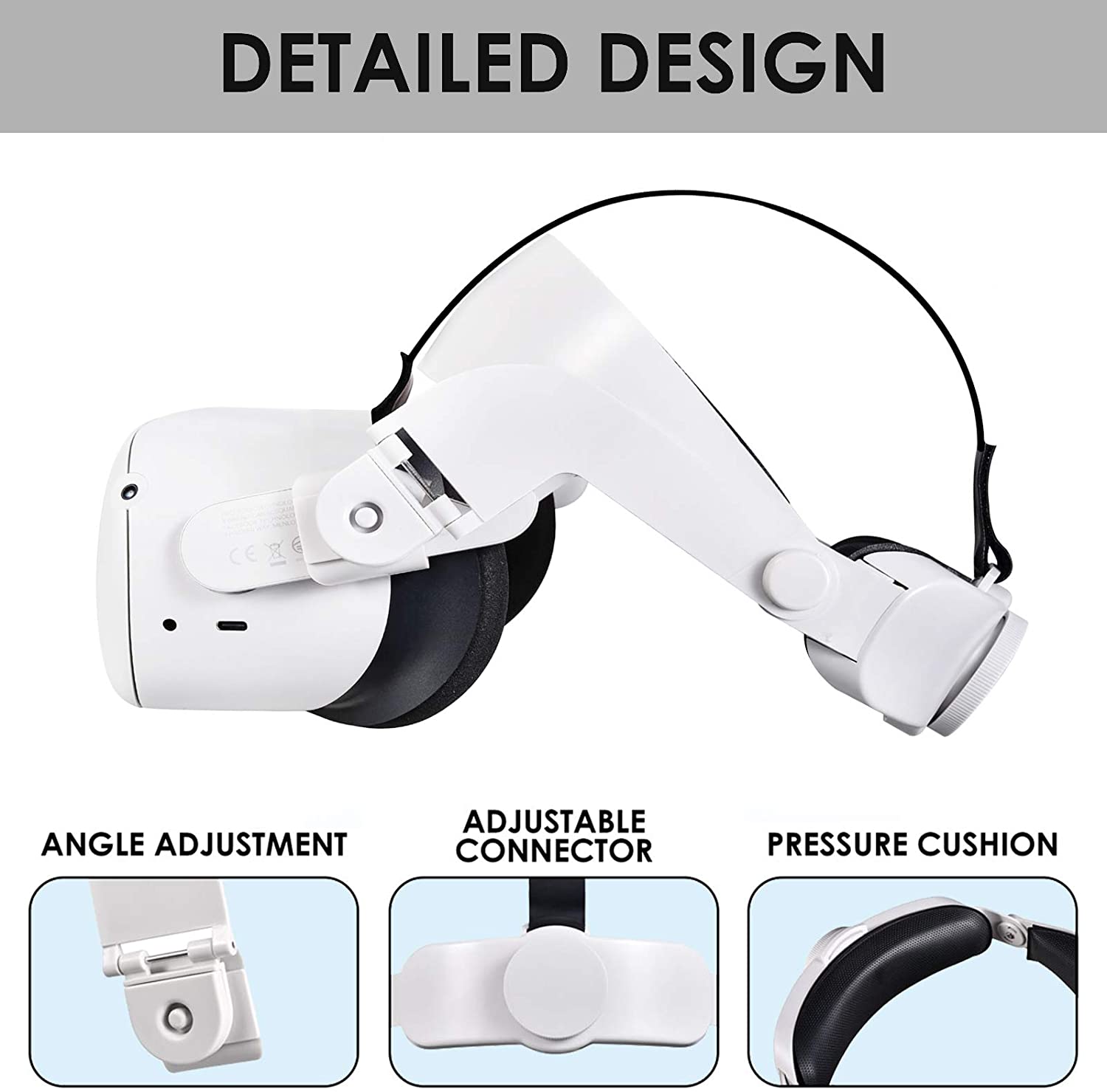 Verstellbares elite halo kopfband für oculus quest 2 – verbesserte unterstützung und reduzierter kopfdruck – komfortables touch-in-vr-zubehör