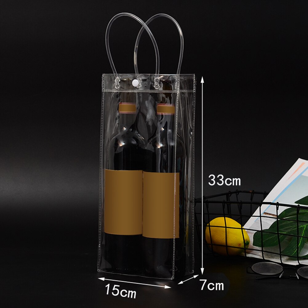 PVC transparente a prueba de fugas refrigerado champaña vino tinto botella bolsa de hielo