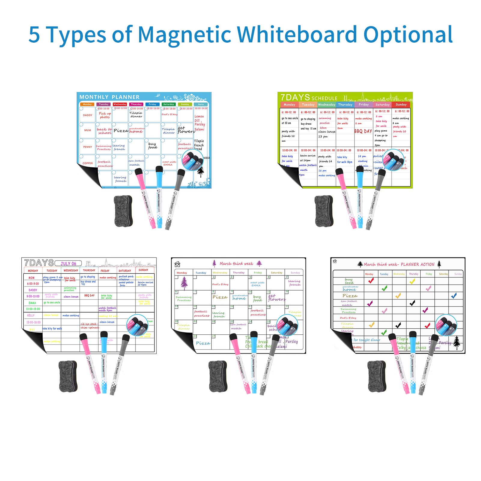 Magnetische Trockenen Löschen Kalender Whiteboard Kühlschrank Magnet flexibel Täglichen Nachricht Aufkleber mit 3 Bord Stift 1 Radiergummi A3 16.5*11,8 in