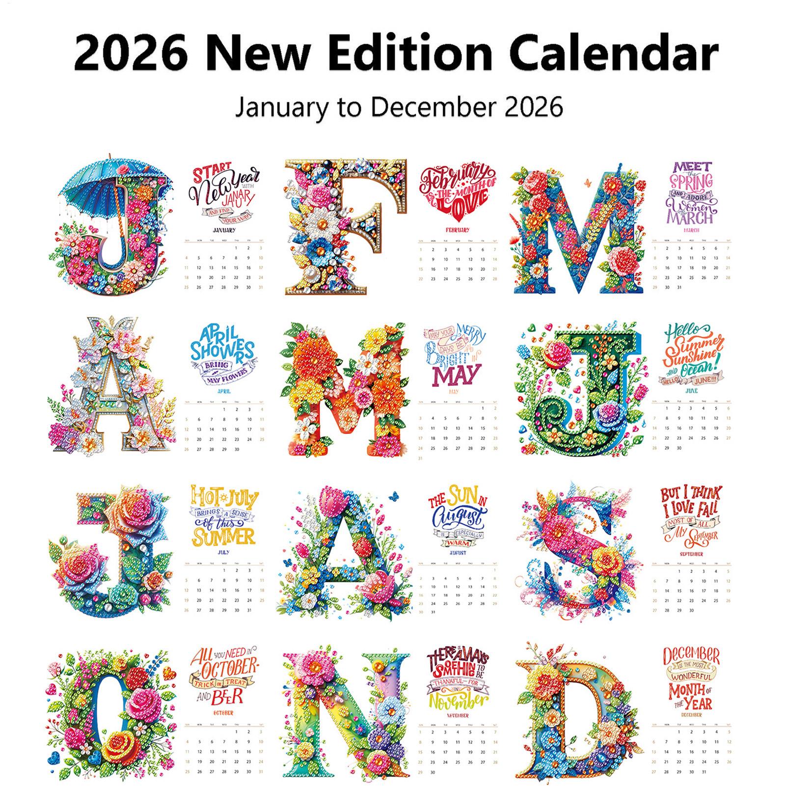 Skrivebordskalender med perlekunst, 12- måneders planlegging, dekorasjon, personlig tidsstyringsplanlegger, mål, avtaler, arrangør