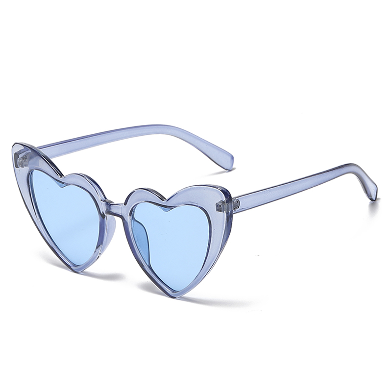 Owl City Heart Sunglasses Women Vintage Red Hearts Shaped Sunglass Ladies Retro Brand Eyewear 90s for Female Shades: Blue