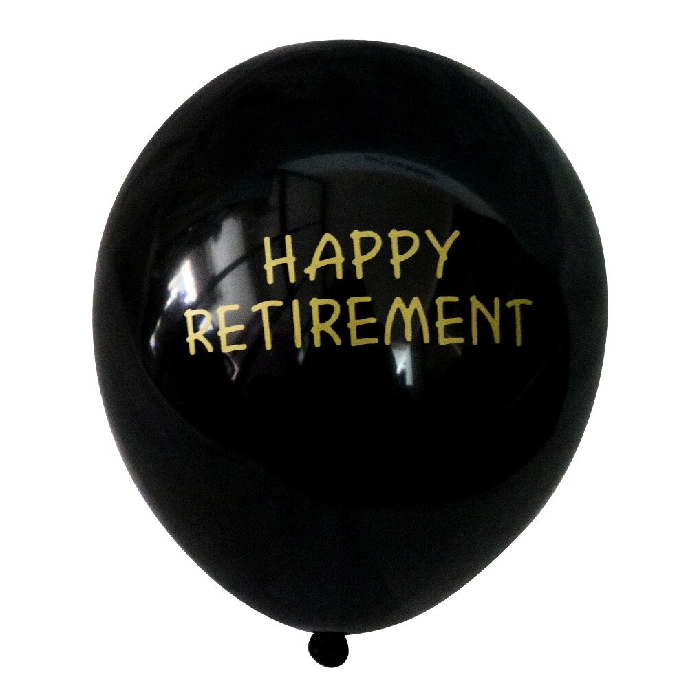 10pcs 10inch Happy Retirement Letter Printed Latex Balloons Black Globos Inflatable Air Balls Retirement Party Deocrations Toys