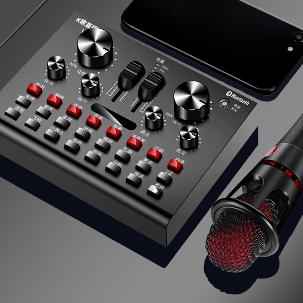 V8x External Bluetooth USB Headset Microphone Webcast Live Sound Card Streamer Live Broadcast Audio Card for Phone Computer PC