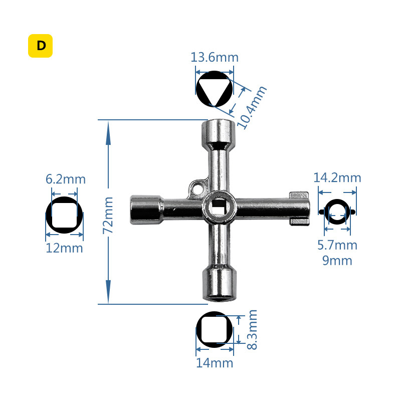 Llave Phillips de 4 vías, Mini triángulo interno Universal, multifunción, llave cruzada pequeña, herramientas manuales de reparación para ascensor de coche: Naranja