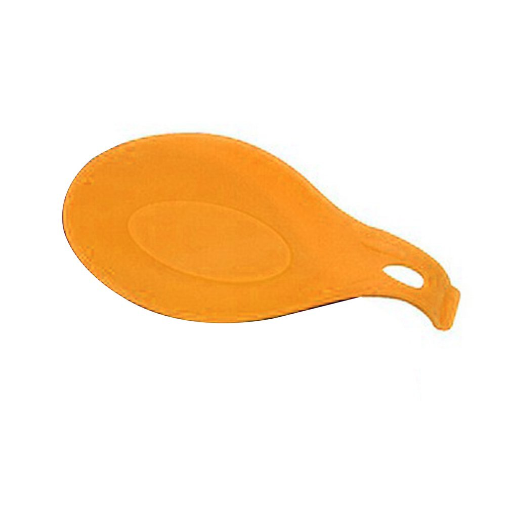 Thickened Kitchen Supplies Spatula Spoon Pad Non Stick Storage Device Silica Gel Heat Resistant Soup Spoon Mat: Yellow