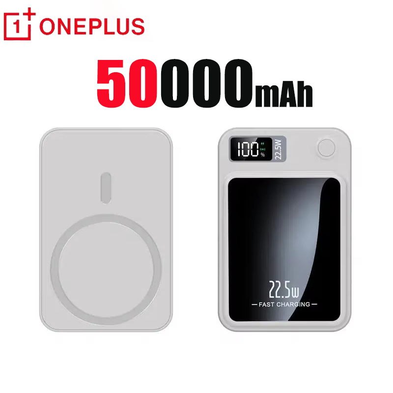 Oneplus 200000mAh Draadloze Magnetische Power Bank 22.5W Snel Opladen Draagbare Externe Batterij PowerBank Magsafe voor iPhone Huawei: WIT