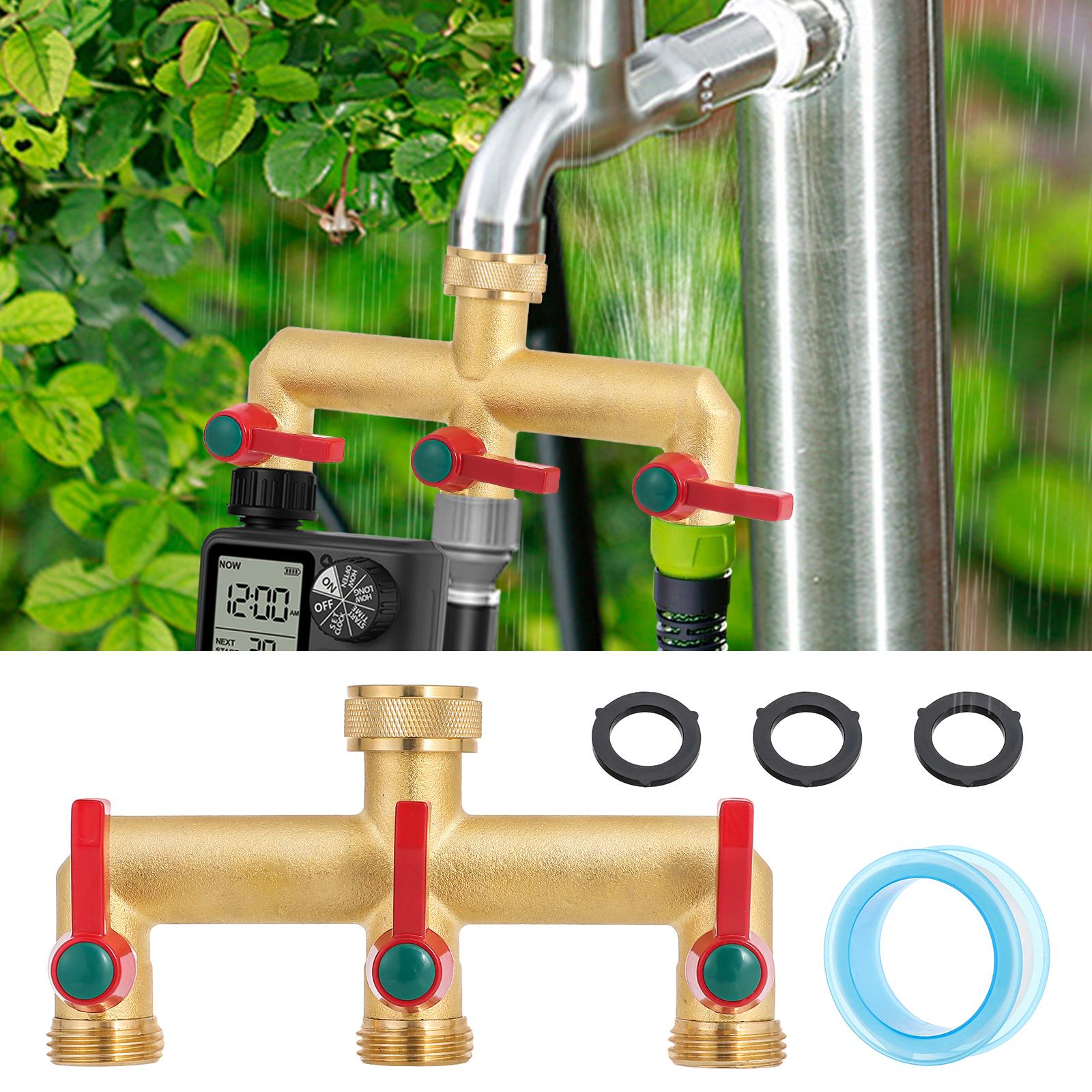 304 Stainless Steel Brass Garden Hose Splitter Extension Handles Y-Valve 3/4 GHT Threads Garden Hose Splitter