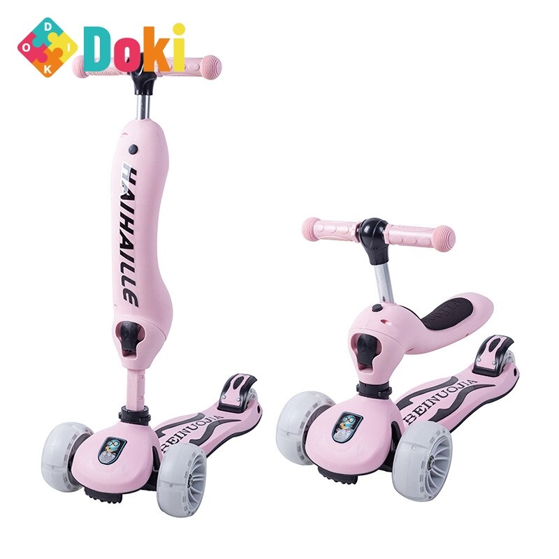 Doki Speelgoed Kinderen 3-In-1 Luge Flash Skateboard 1-3-6 Jaar Oude Baby kids 4-Wiel Single-Voet Katrol Kids Scooters Populaire