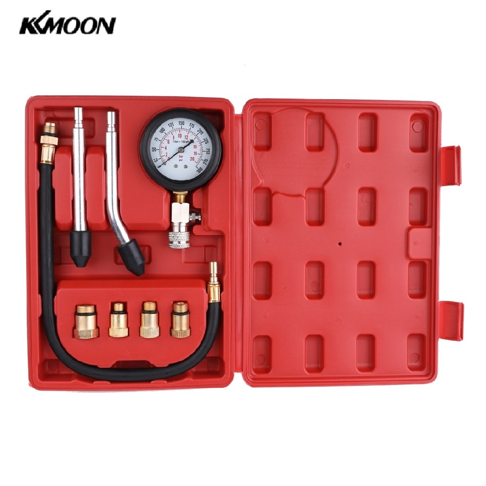 Gasoline Engine Compression Tester Auto Petrol Gas Engine Cylinder Automobile Pressure Gauge Tester Automotive Test Kit 0-300psi
