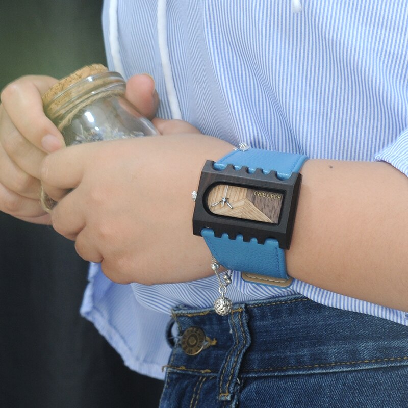 BOBO BIRD nouvelle montre en bois de créateur de à la main pour femmes tenue décontractée montre-bracelet Unique coloré en cuir bandes boîte