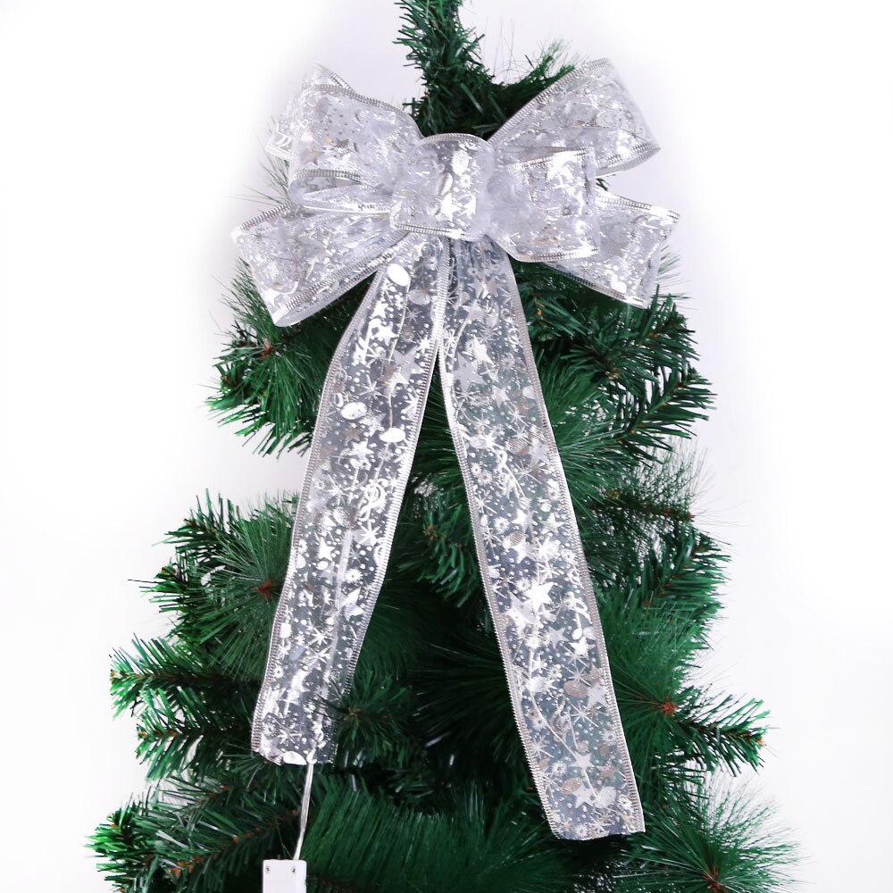Christmas Decoration LED Light LED Christmas Tree Ornaments Ribbon Bows Xmas Party Decoration Christmas Tree Decoration Light
