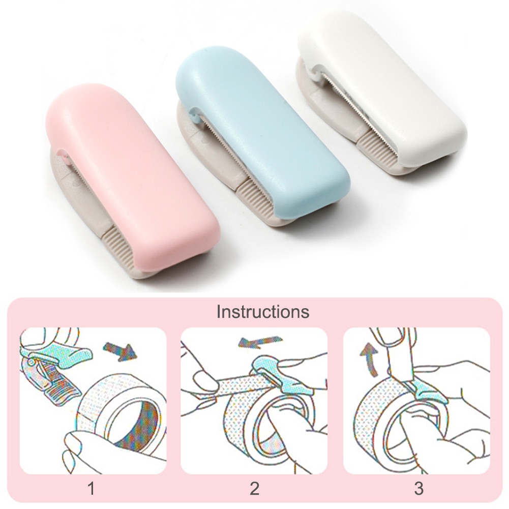1Pc Random Color Cute Stationery Mini Washi Tape Dispenser Kawaii Portable Plastic Office Scotch Tape Cutter School Supplies