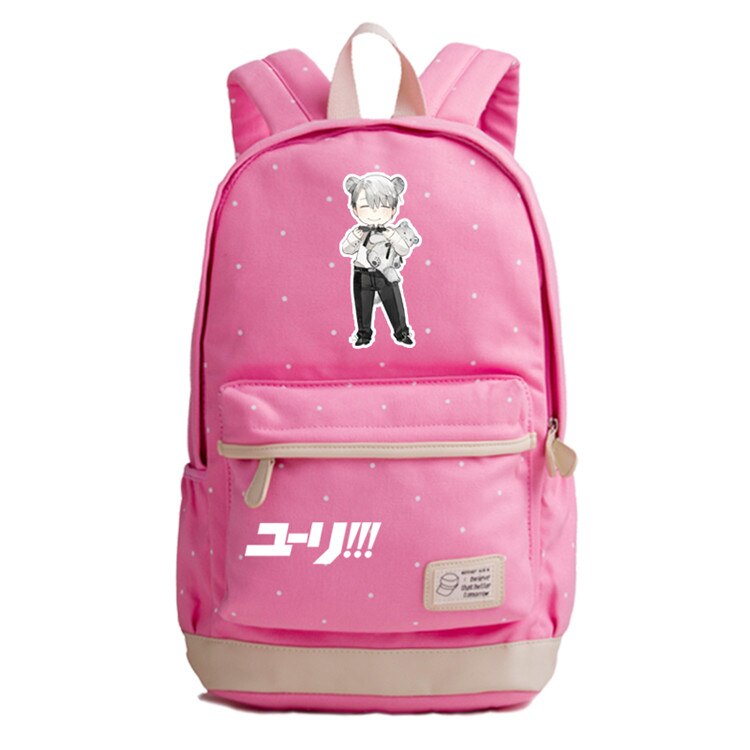 Mochila escolar de lona de verano YURI ON ICE para chicas adolescentes mochila con estampado de Anime Victor Nikiforov mochila Kawaii para mujer