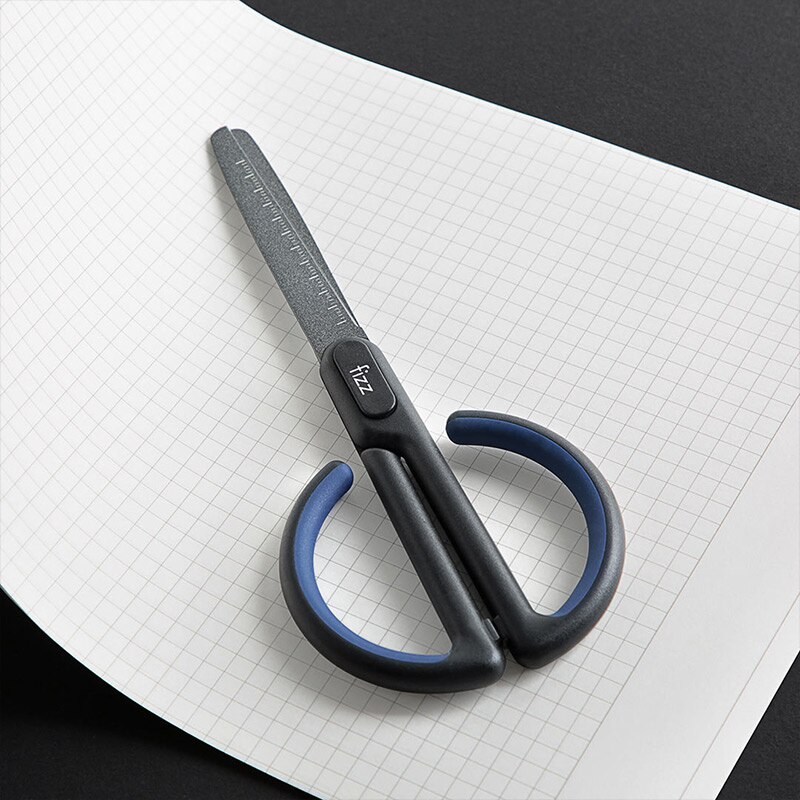 Fizz Stationery Scissors With Scale Paper Cutting Safe Rounded Stainless Steel Art Scissors Stationery Paper Cutter For Office