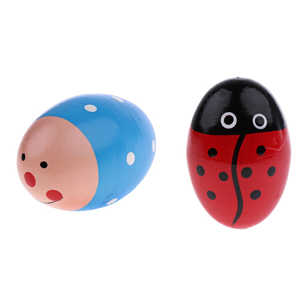 2 Stuks Hout Hand Shaker Ei Maracas Percussie Speelgoed Voor Early Learning