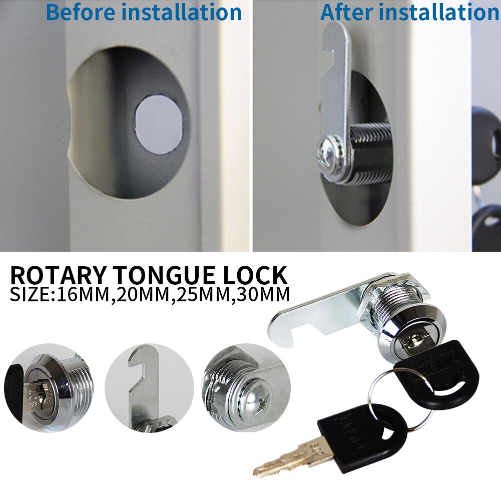 Zinc Alloy Post Drawer Cam Lock Security Cabinet Door Universal Cupboard Anti Lost Hardware Silver With Key Home Mailbox