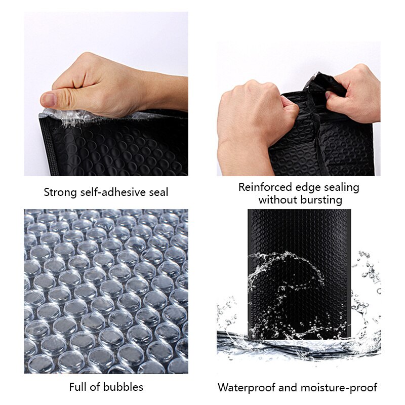 20 unids/lote bolsas de sobres de espuma negra sobres de acolchados autosellados con bolsa de correo de burbujas bolsa de paquetes de