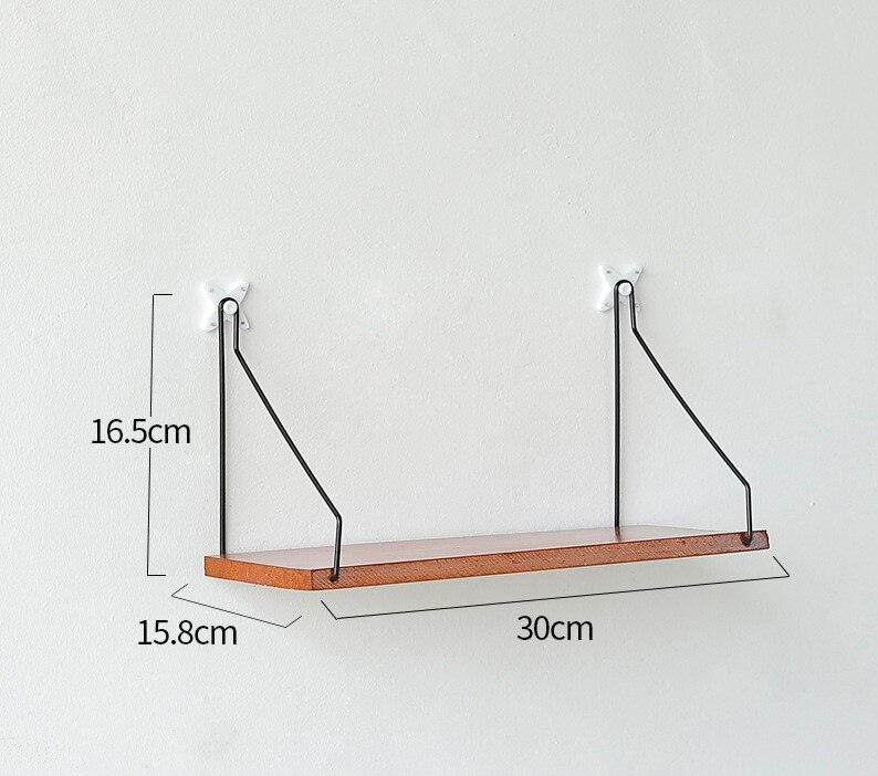Metal Solid Wood shelf Bracket Support Wall Mounted Storage Rack Home Accessory 30/40/50cm 1pcs: Small 30cm Brown