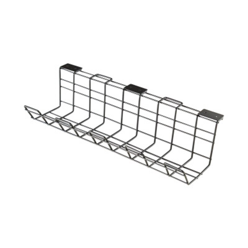 1Pc Under Desk Cable Management Rack Compact Cable Organizer Storage Rack: black