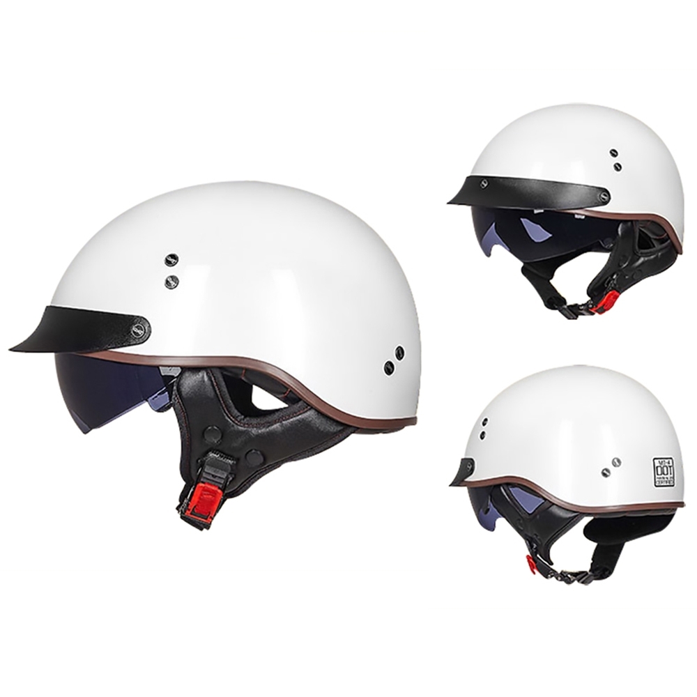 Retro Helmets For Motorcycle Capacete De Moto Helmet Vintage Street Touring Scooter Half Helmet Built In Visor DOT Certification: black / XL