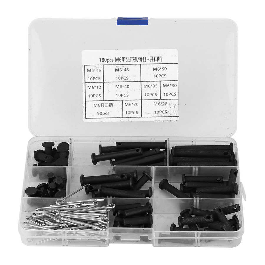 ferreteria threaded insert 90Pcs Dowel Pin M6 Flat with Hole + 90Pcs Cotter Pin Fastener Installation Accessories
