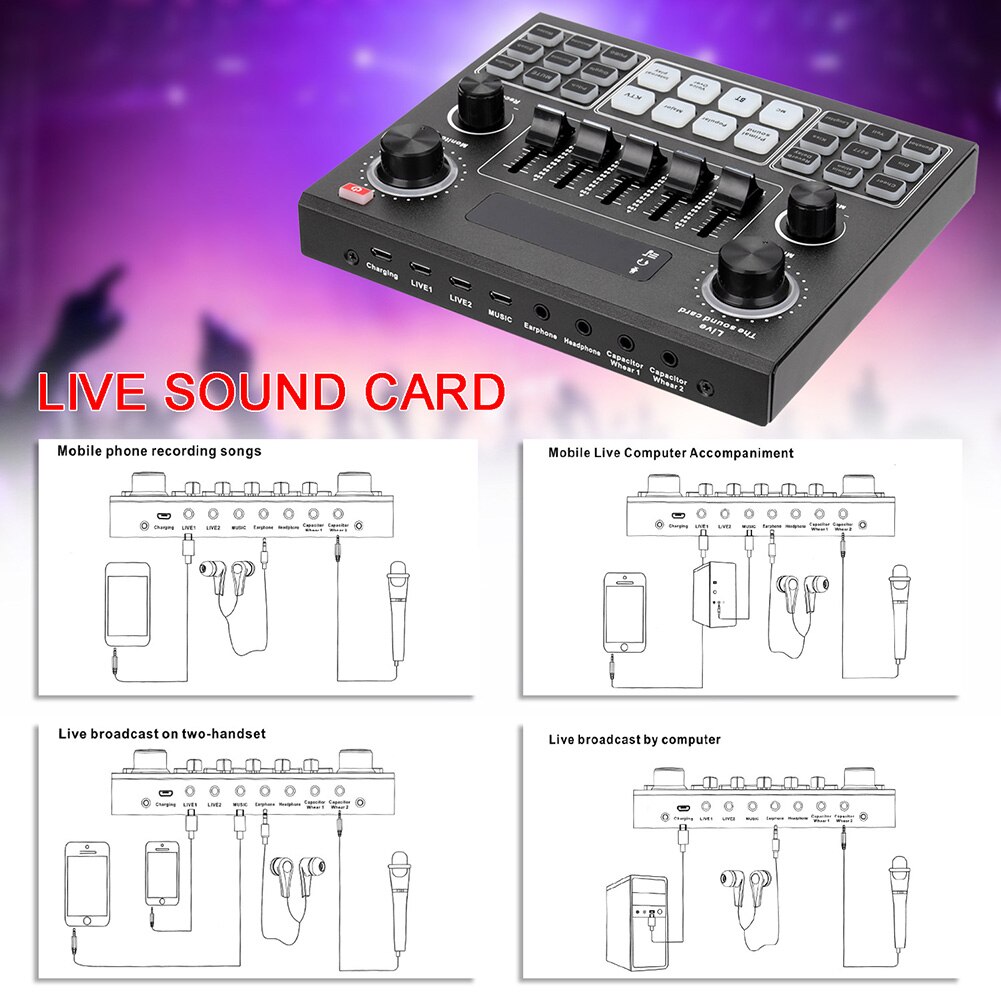 V9 Audio Sound Card Set USB External Sound Adapter Headset Microphone Streamer Live Broadcast Accessories for PC Phone Computer