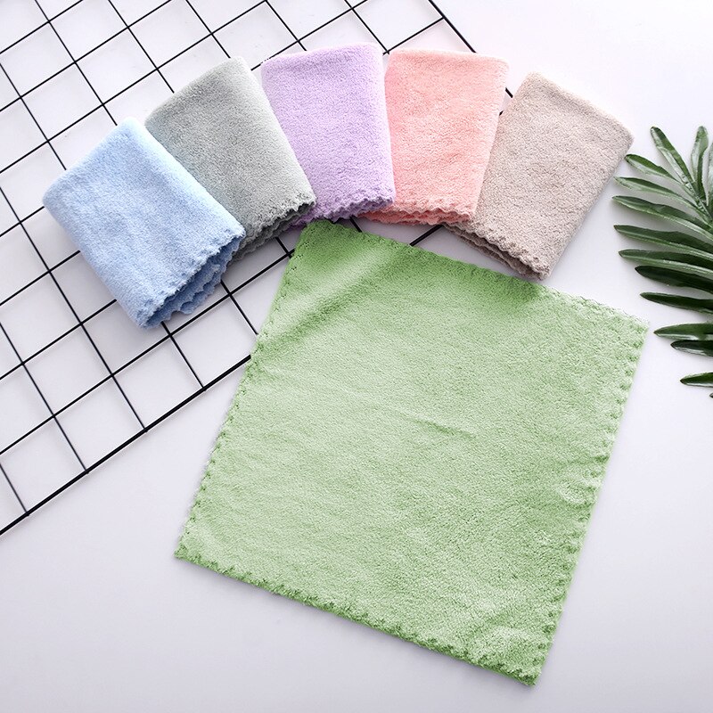 Coral Fleece Hand Towel Household Kitchen Table Cleaning Cloth Home Cleanig Tool Strong Absorbent Rag Soft Fast Drying Wipen: green
