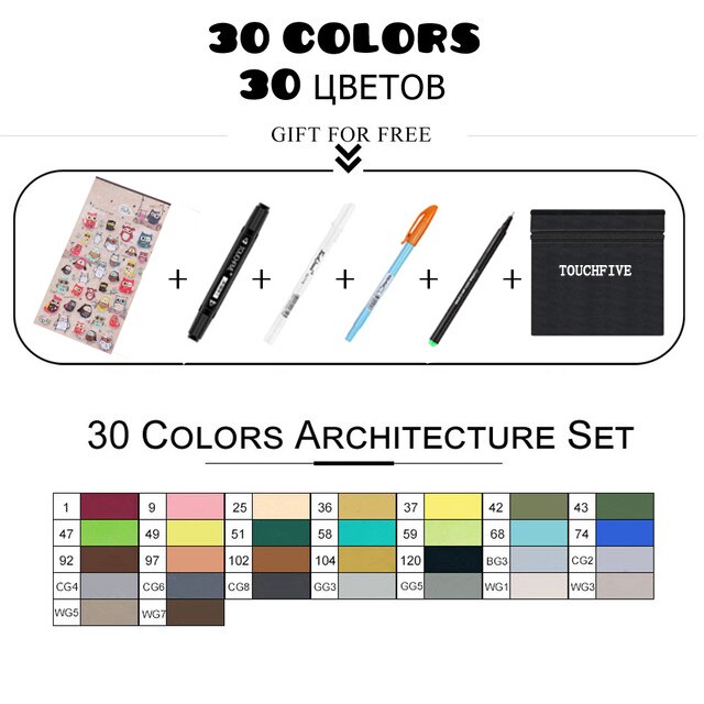 TouchFIVE 168 couleurs huileux à base d'alcool Art marqueurs ensemble double tête croquis marqueur artiste pinceau stylo pour Manga eau couleur stylos