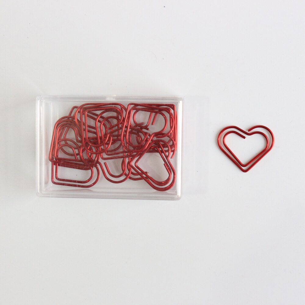 Domikee-marcapáginas con de corazón de amor, clips de papel para la escuela y la Oficina, 12 unids/caja, 5 colores,: Rojo