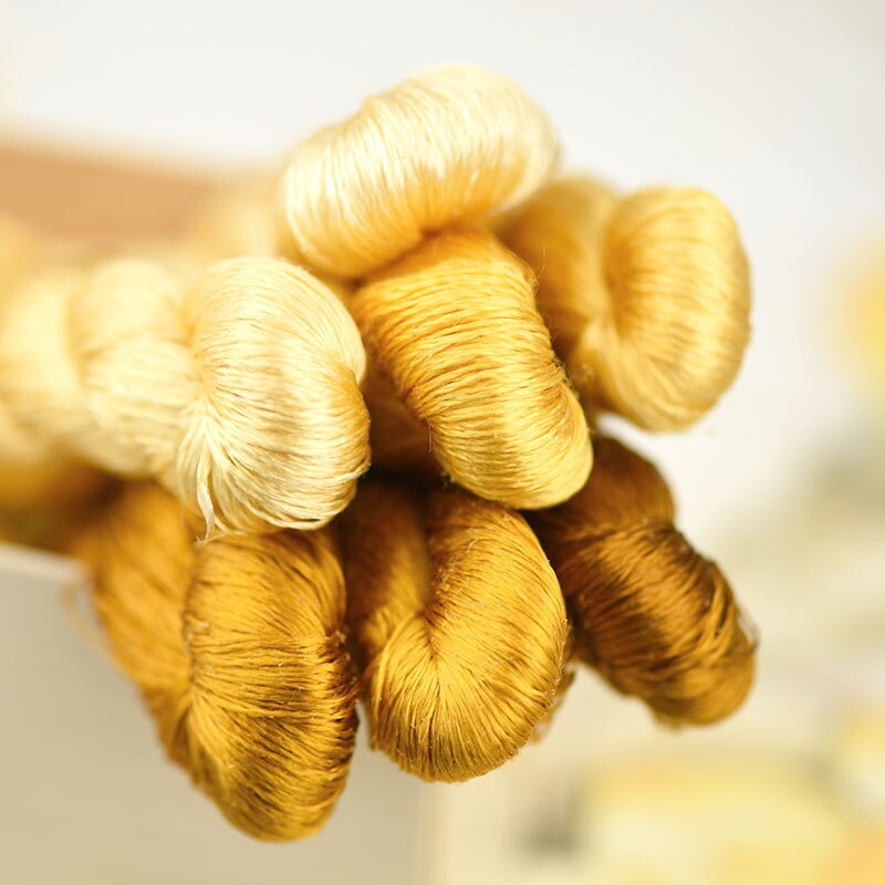silk embroidery thread / 100% silk thread /hand embroidery embroider cross stitch/yellow series/7 pure colors