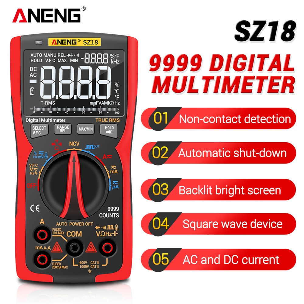 Aneng Sz18 Digital Multimeter 9999 True Rms Analog Tester Multimetro Diy Capacitor Transistor Ncv Testers Lcr Meter