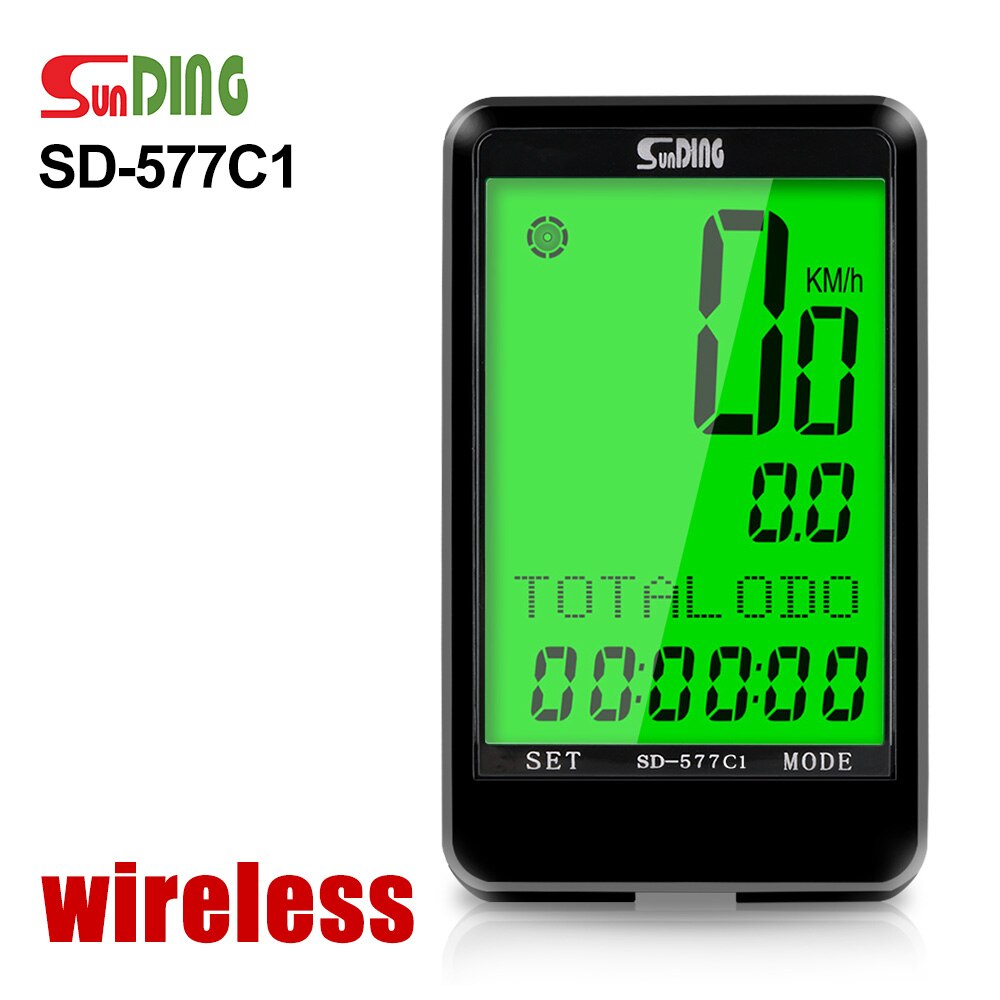 Sunding SD-577C Cycling Computer Wireless Stopwatch MTB Bike Cycling Odometer Stopwatch Bicycle Speedometer Time LCD Backlight