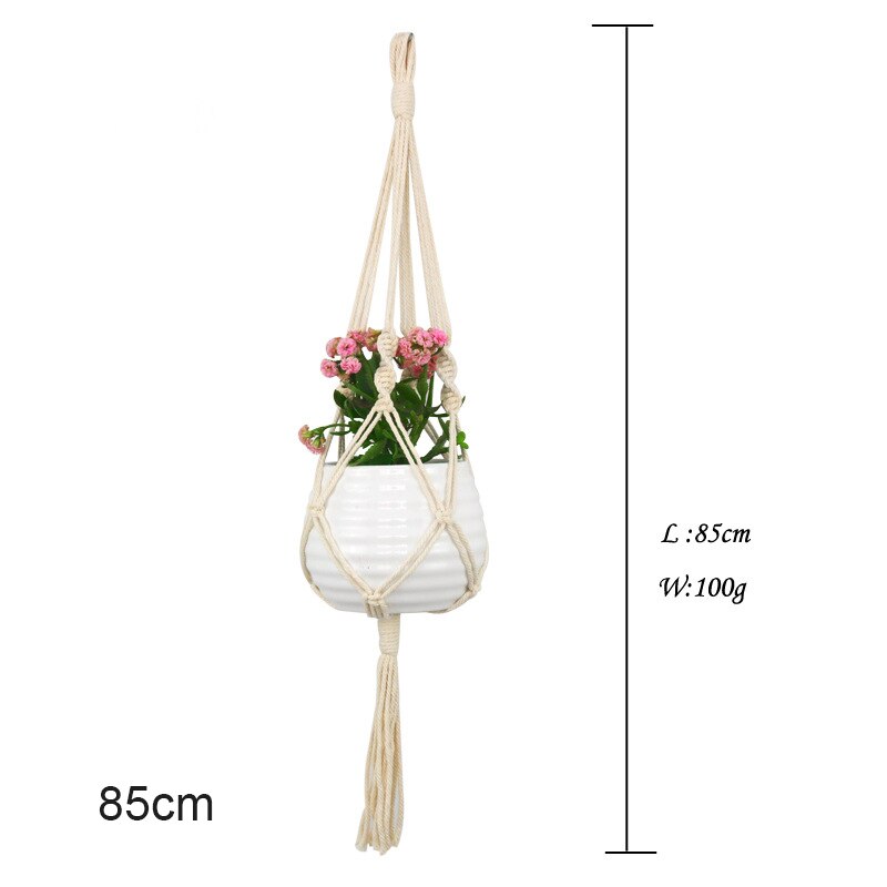 Macrame växthängare inomhus utomhus hängande växthållare hängande planteringsställ blomkrukor för dekorationer sec 88: 85cm