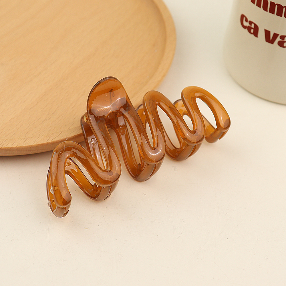 Pinza para el pelo acrílica a la , horquillas de estilo ondulado grande, pasadores, accesorios para el cabello, horquilla para mujer, tocado de cola de caballo: Oro