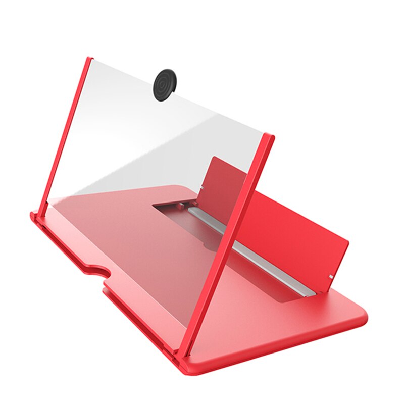 Nyeste pull typer mobiltelefon forstærker 3d effekt high definition stor skærm med skrivebordsholder forstørrelse foldning til filmspil: Rød