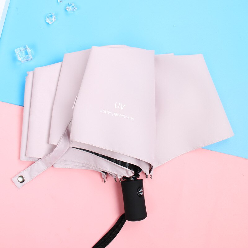 Automatic Folding Umbrella Girl UV Folding Umbrella Sun Rain Sunshade Unisex Black Glue Waterproof Portable Travel UMBRELLAS: pink