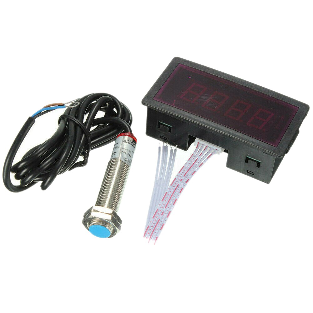 Current Industry Easy Install 4 Digital RPM Speed Meter Led With Hall Switch Durable Rectangle Tachometer Measuring Motor